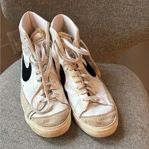 Nike White and Black High-Top Sneakers